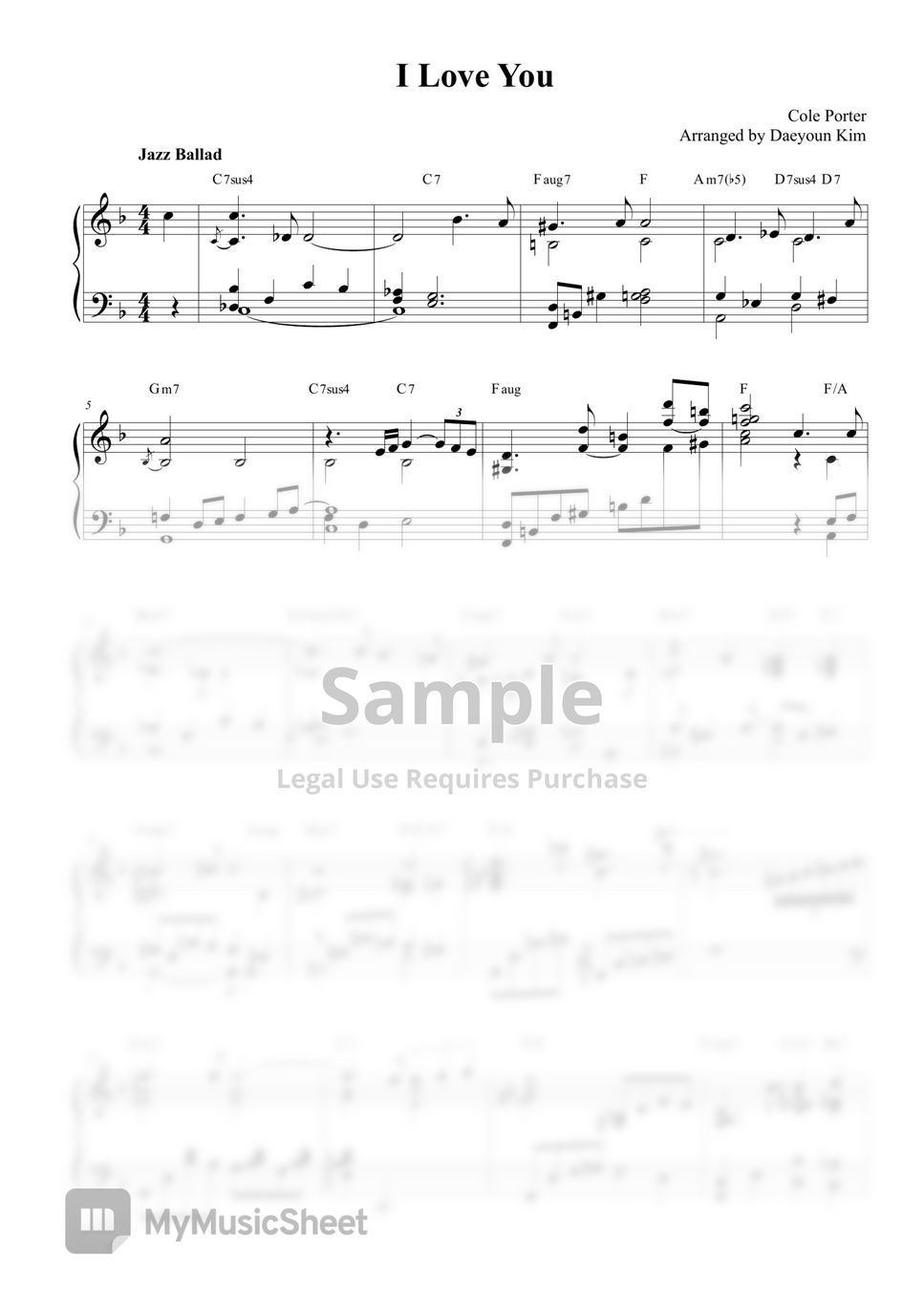 Cole porter i love you partitura by daeyoun kim
