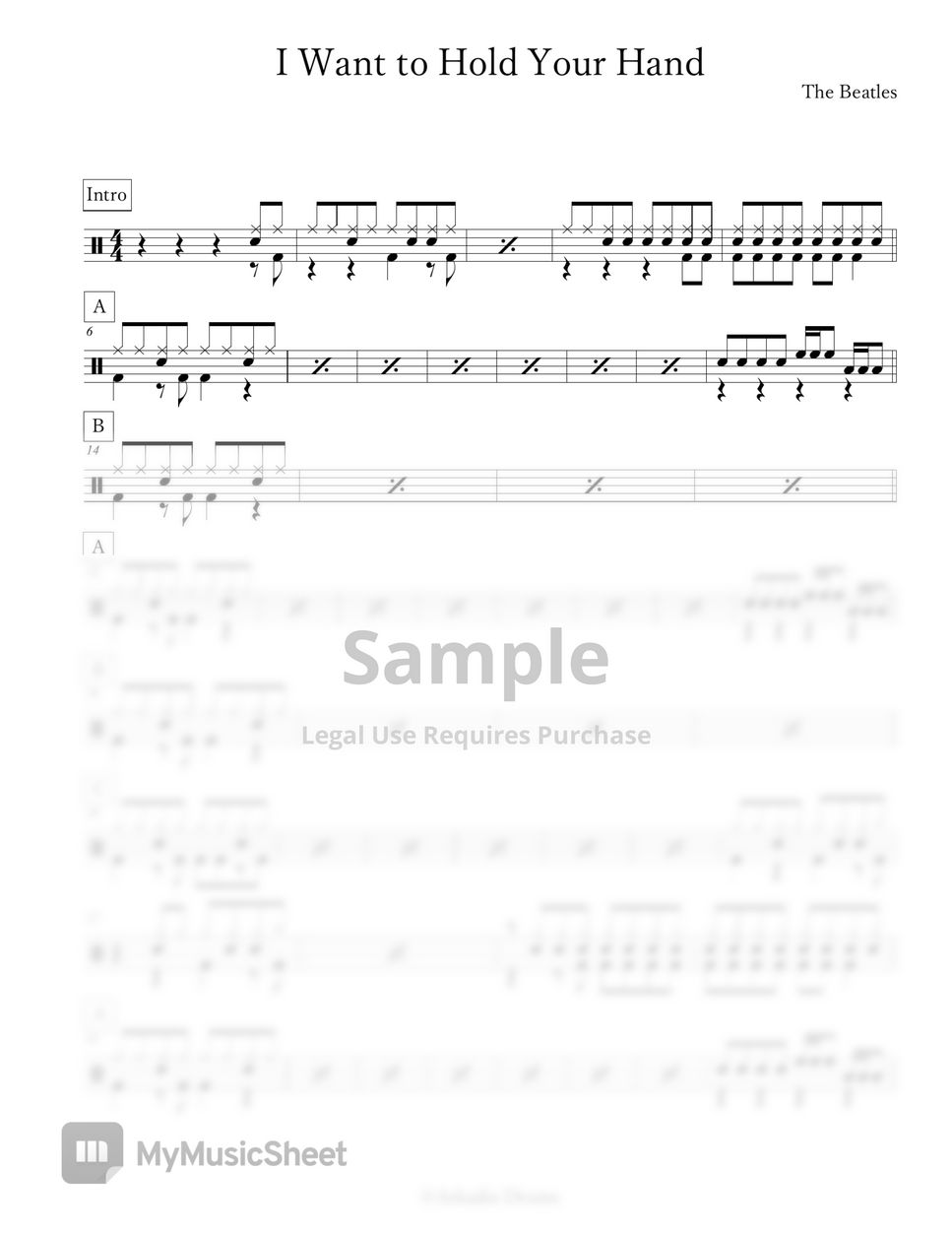 The Beatles - I Want To Hold Your Hand Sheets By Arkadia Drums