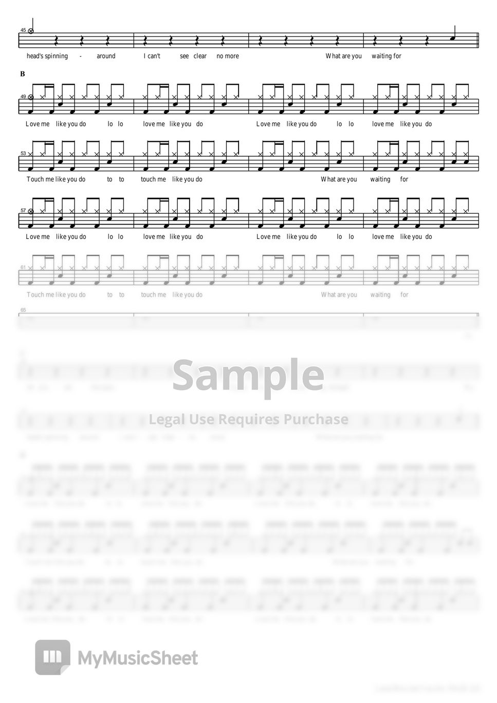 Ellie Goulding - Love Me Like You Do Sheet by COPYDRUM