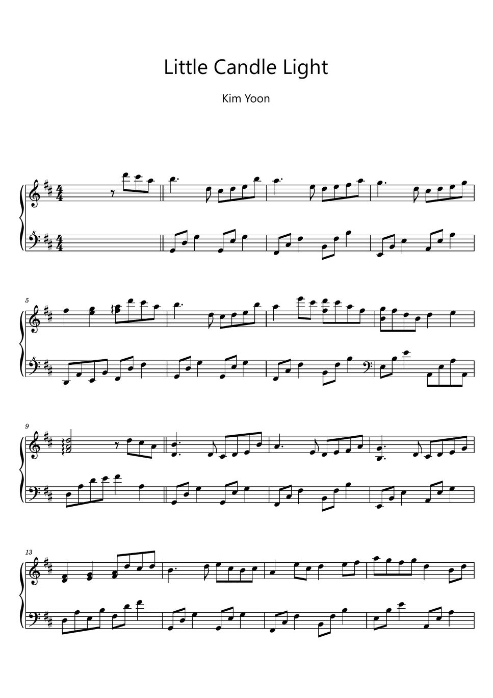 Kim Yoon Little Candle Light (Sheet Music, MIDI,) Sheets by sayu