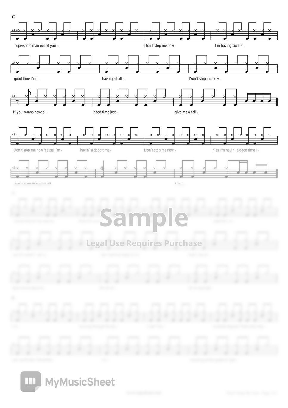 Queen Dont Stop Me Now Sheet By Copydrum