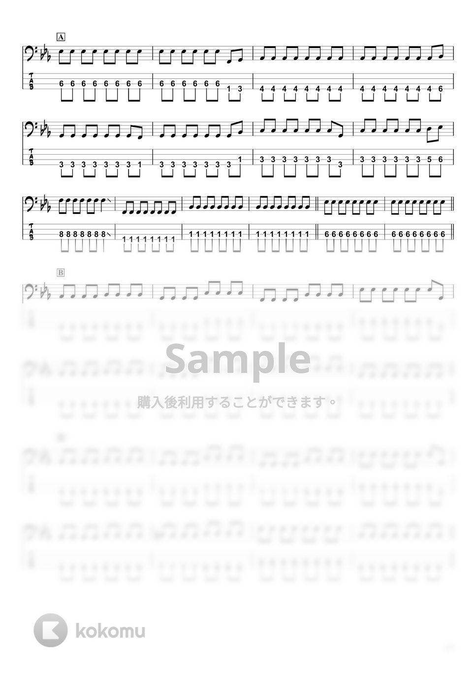 Official髭男dism - ホワイトノイズ (ベースTAB譜☆4弦ベース対応) by swbass