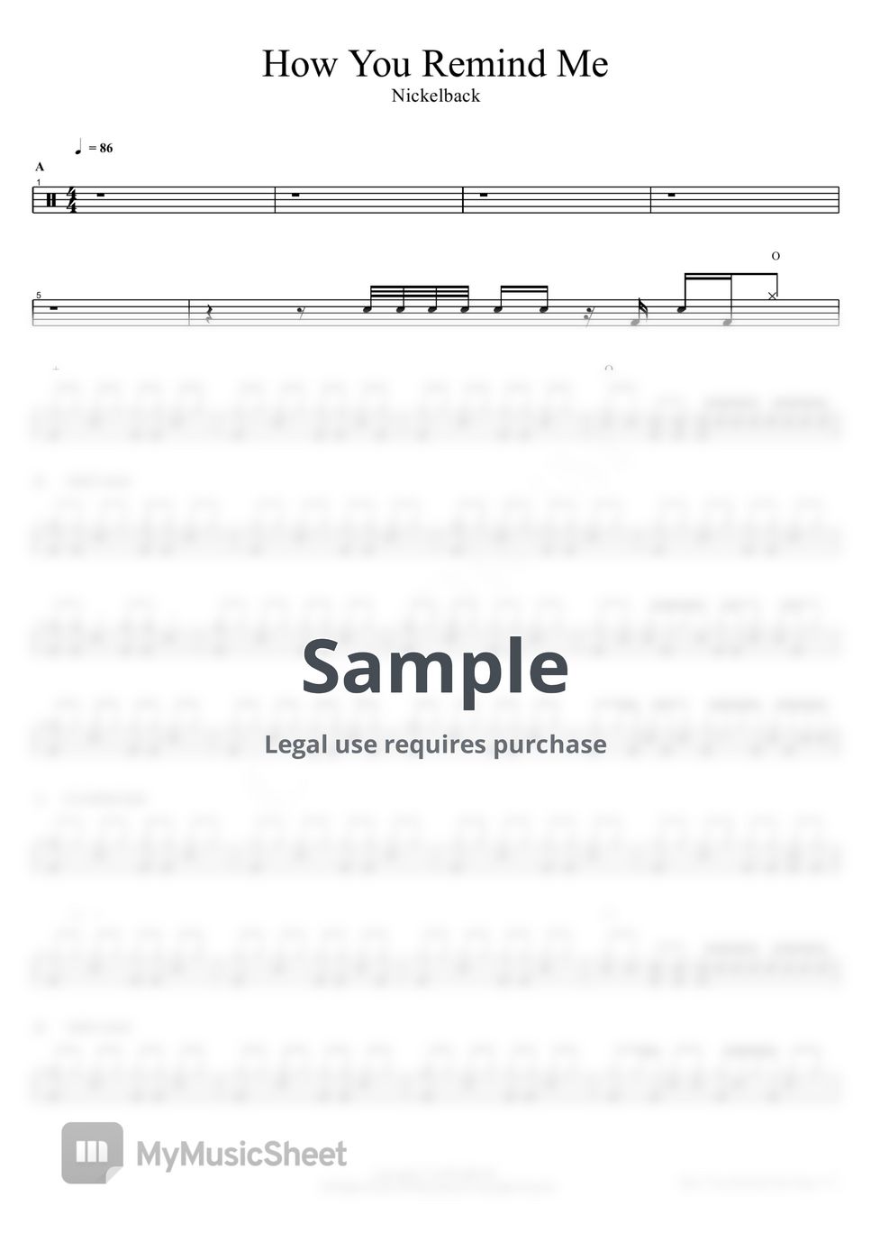 Nickelback How You Remind Me Sheets By COPYDRUM   4955215efdbac44b84a972c340e67c40