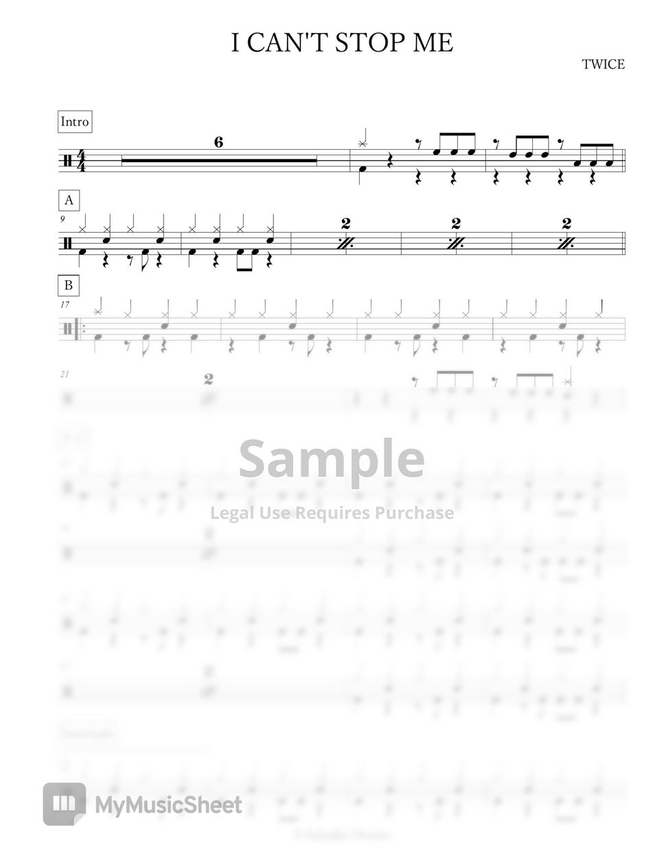 TWICE - I CAN'T STOP ME Sheets by Arkadia Drums