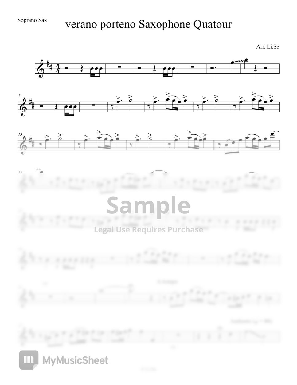 Astor Piazzolla - Verano Porteno (Saxophone Quartet) by Gwonse(Li.Se)