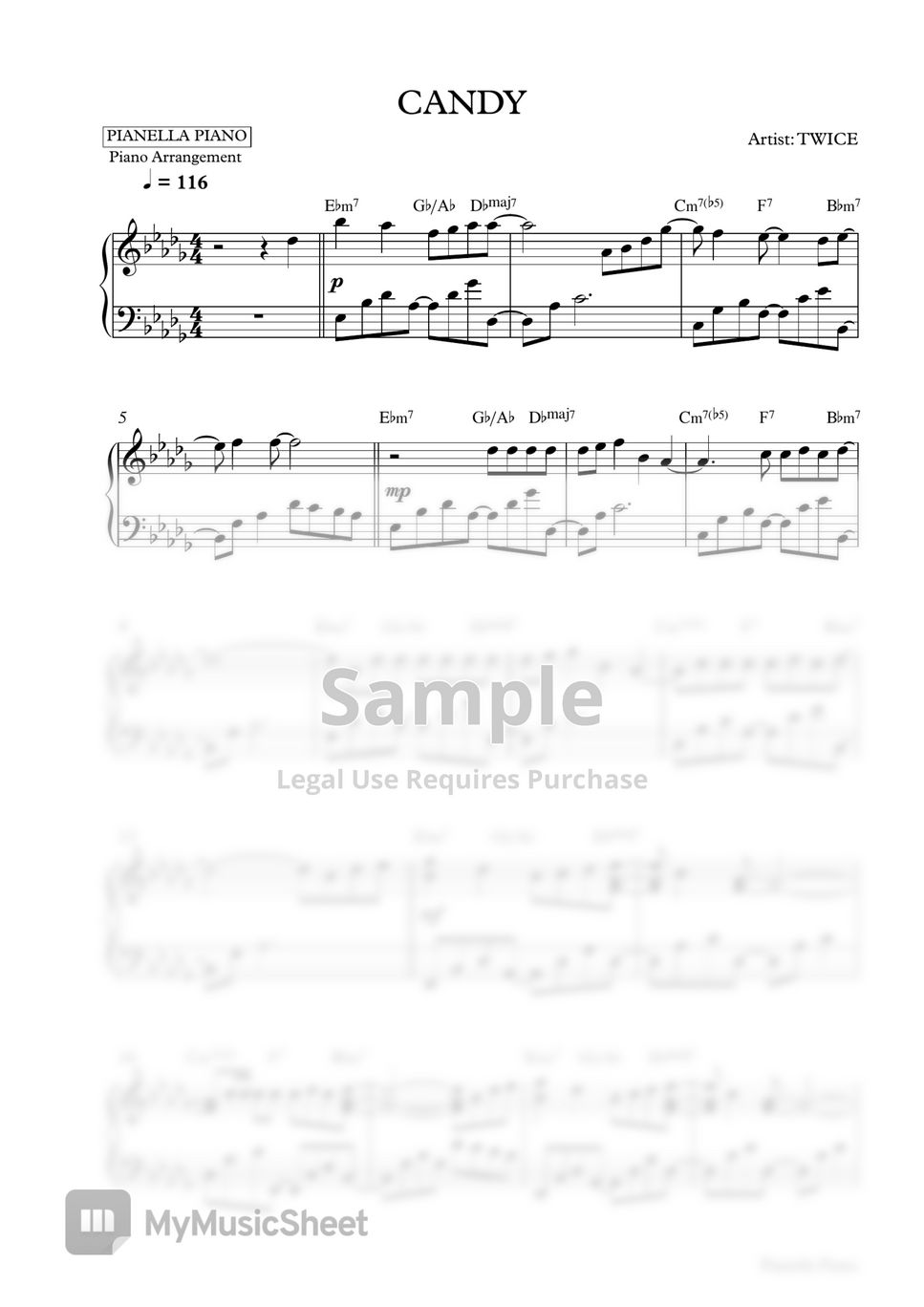 TWICE - CANDY (Piano Sheet) by Pianella Piano