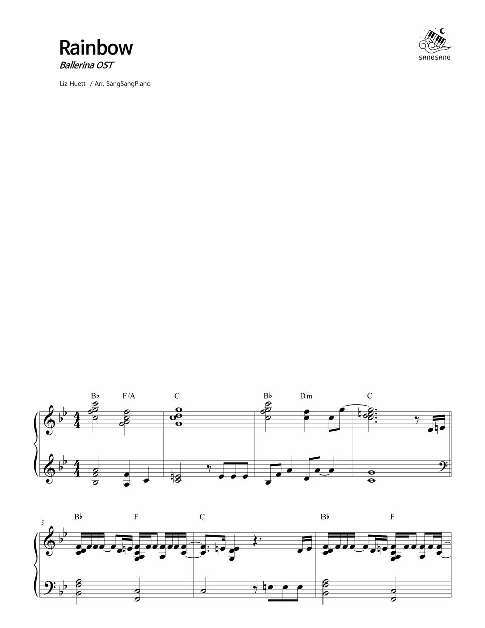 Liz Huett Rainbow (Ballerina Soundtrack) نوتة by SangsangPiano