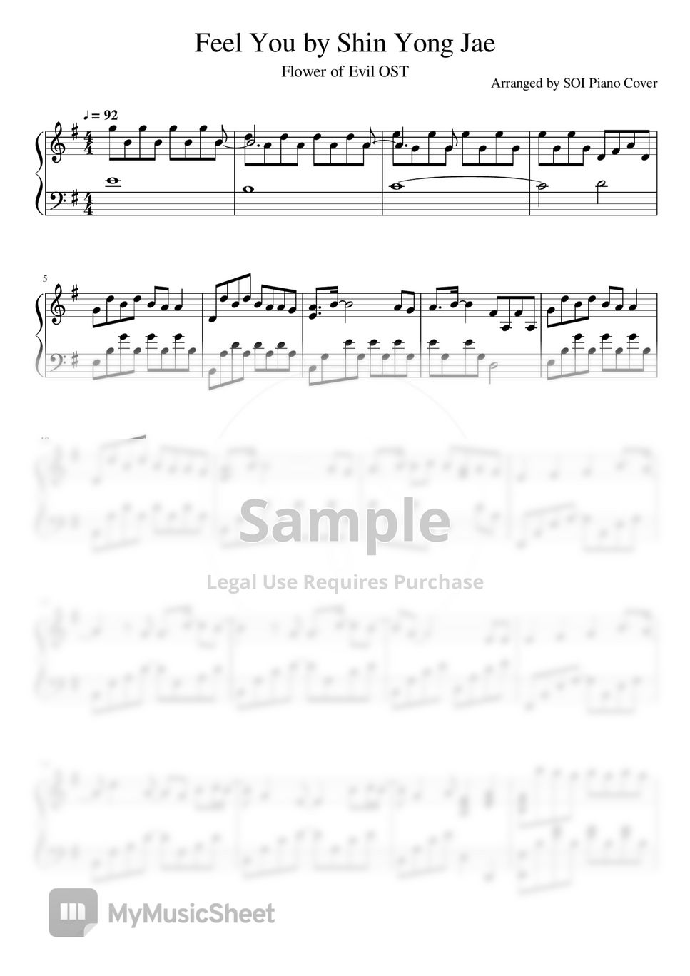 [Flower of Evil OST] Shin Yong Jae Feel You (Solo Piano) Sheets by