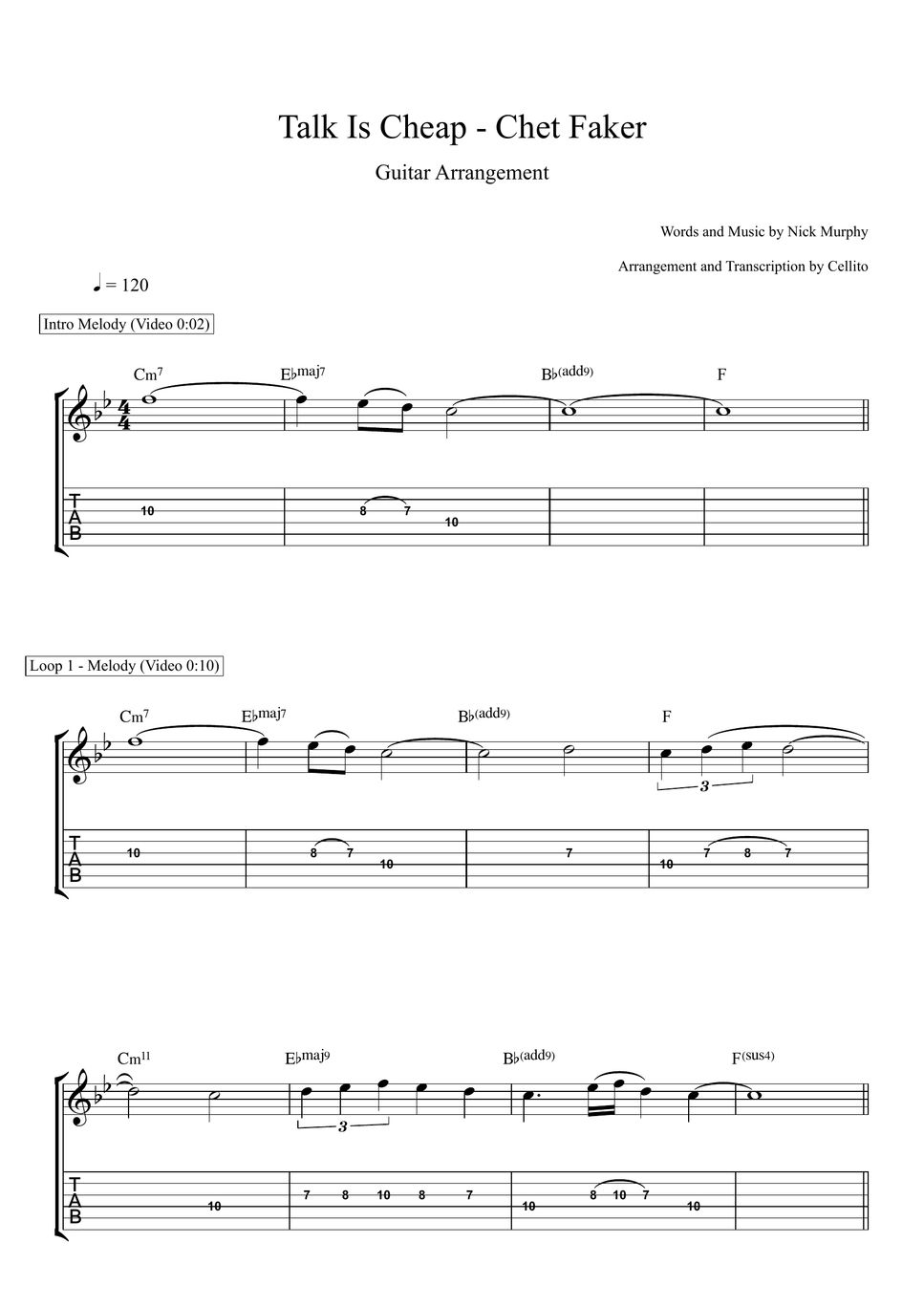 Chet Faker Talk Is Cheap Tab + 1staff by Cellito