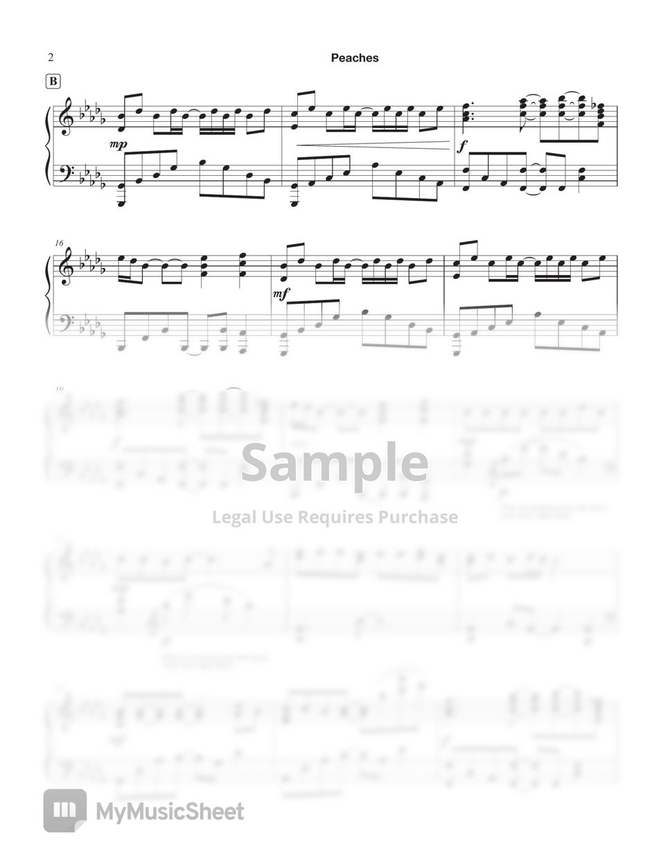 The Super Mario Bros. OST (2023) Peaches (Jack Black) 악보 by Tully Piano