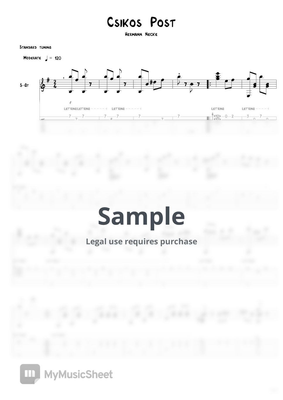 Hermann Necke Csikos Post Tab + 1staff by Agape Guitar