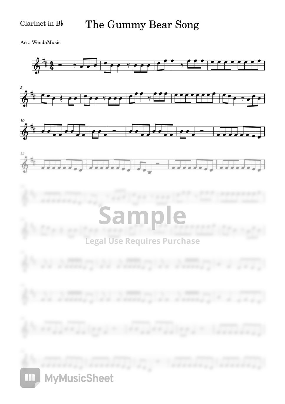Gummy Bear - The Gummy Bear Song (Clarinet in B♭) by WendaMusic