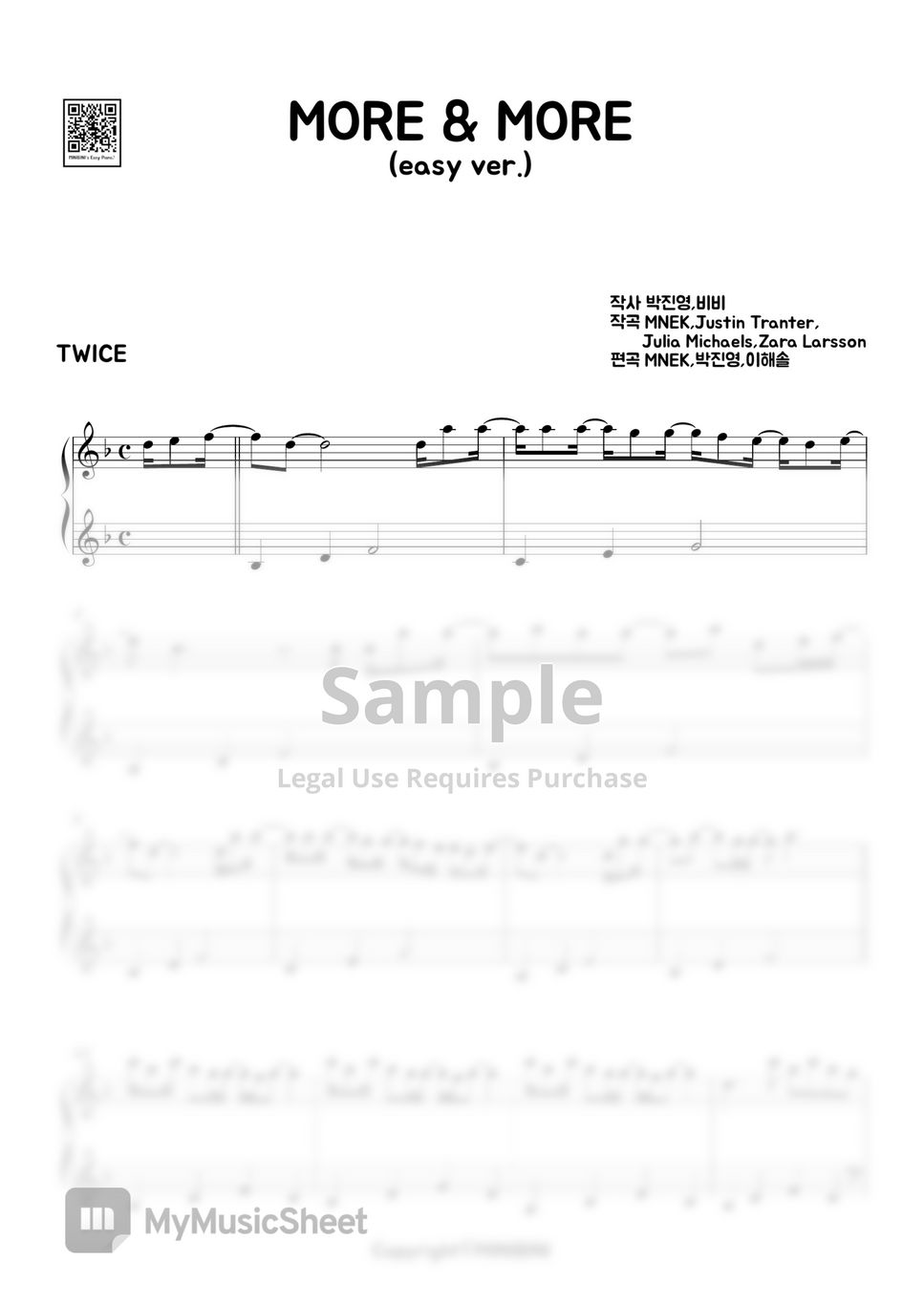 TWICE (트와이스) MORE & MORE (Easy Version) 악보 by MINIBINI