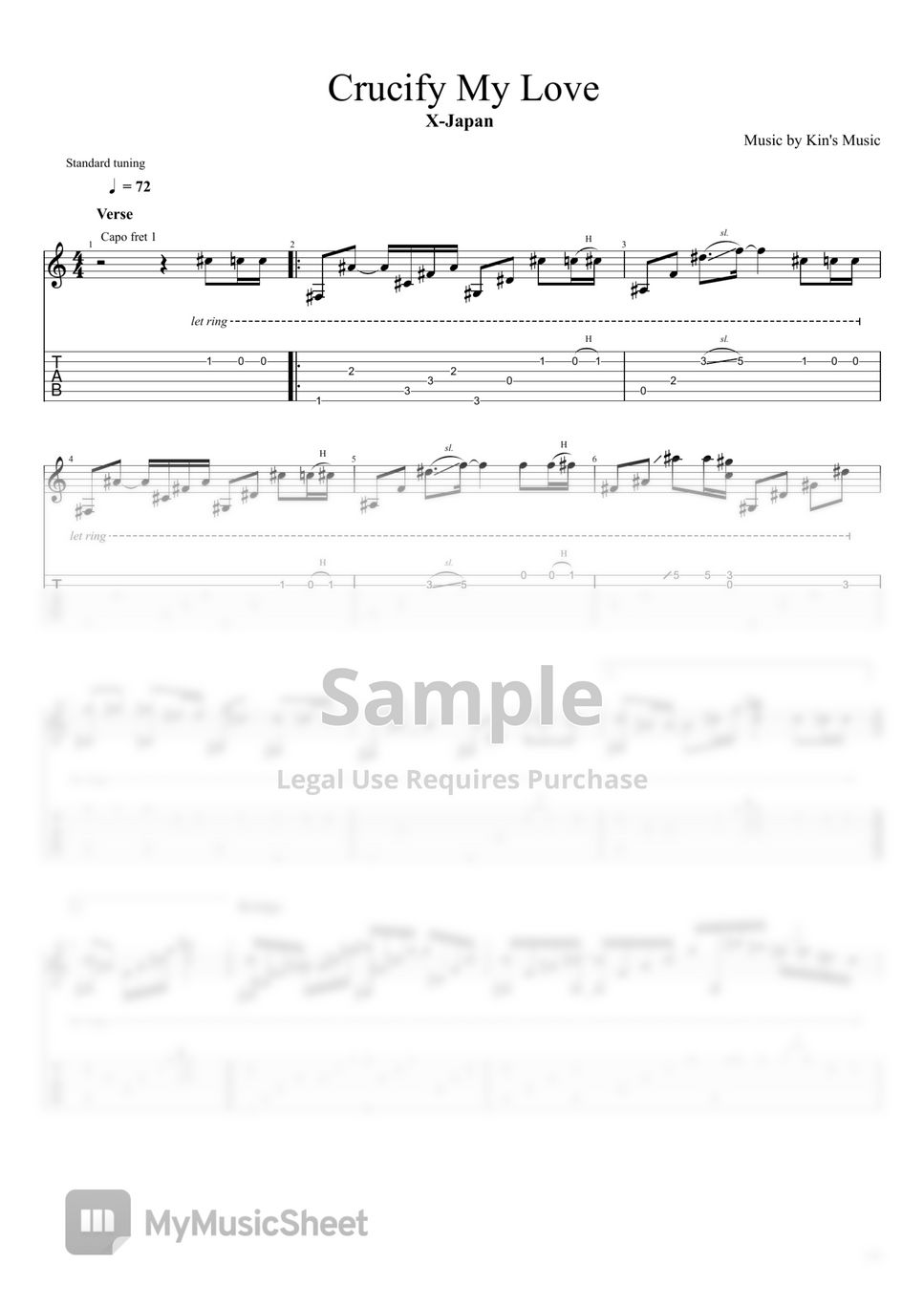 X-Japan - Crucify My Love[Easy Guitar Fingerstyle For Beginner