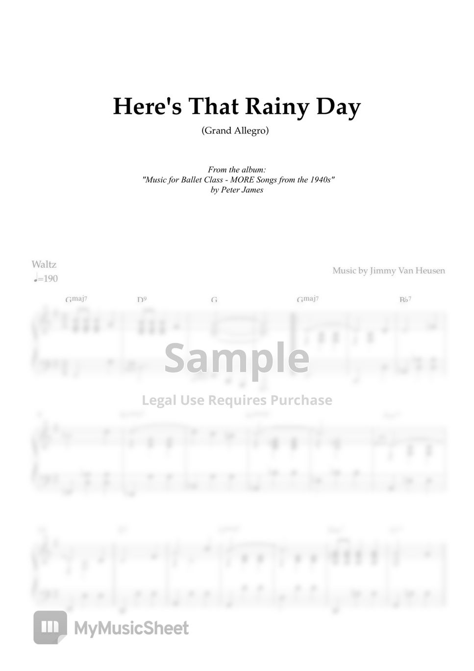 Jimmy Van Heusen/Frank Sinatra - Here's That Rainy Day (Grand Allegro) by Peter James