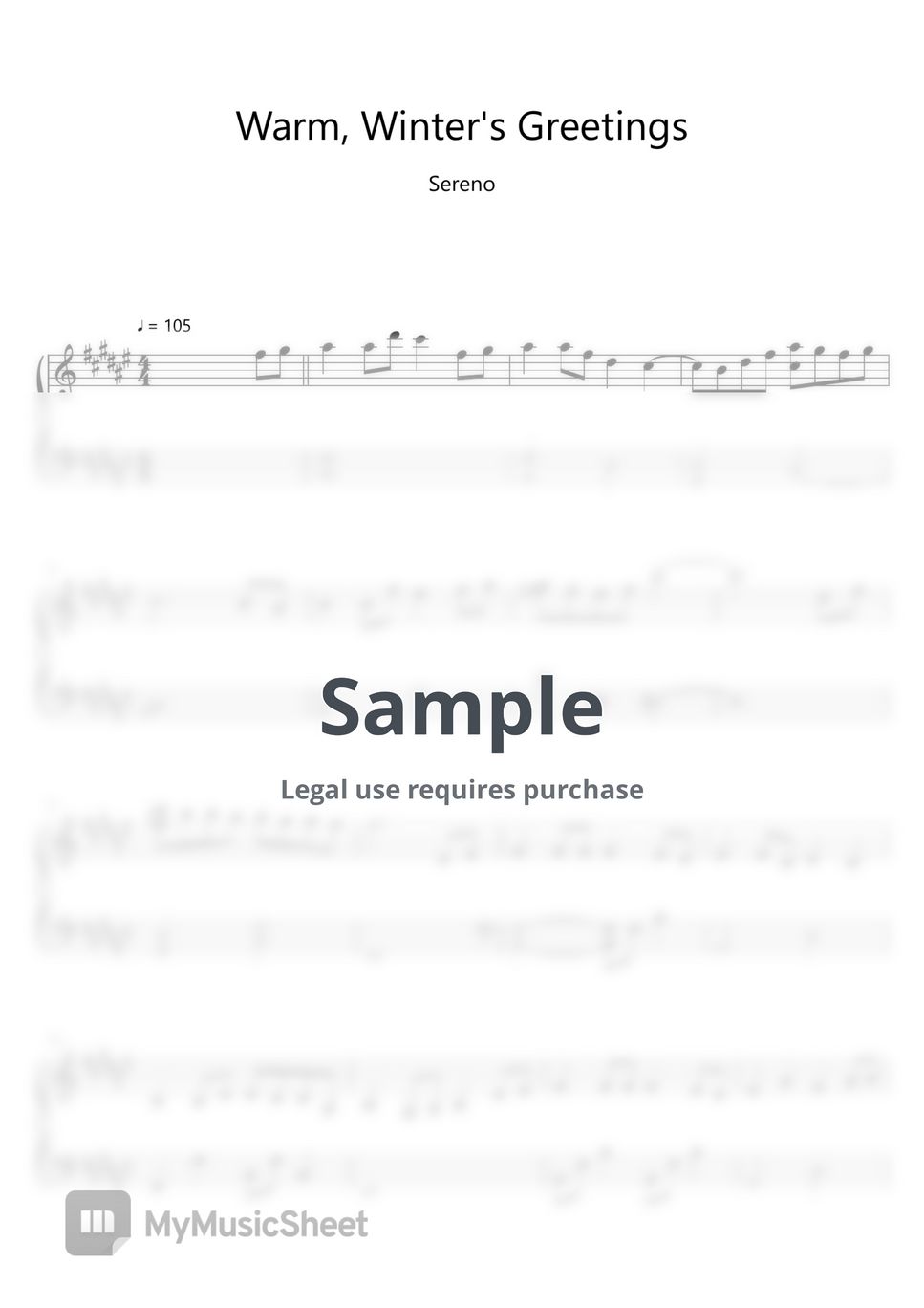 세레노 (Sereno) - Warm, Winter's Greetings (따뜻한, 그 겨울의 인사) (Sheet Music
