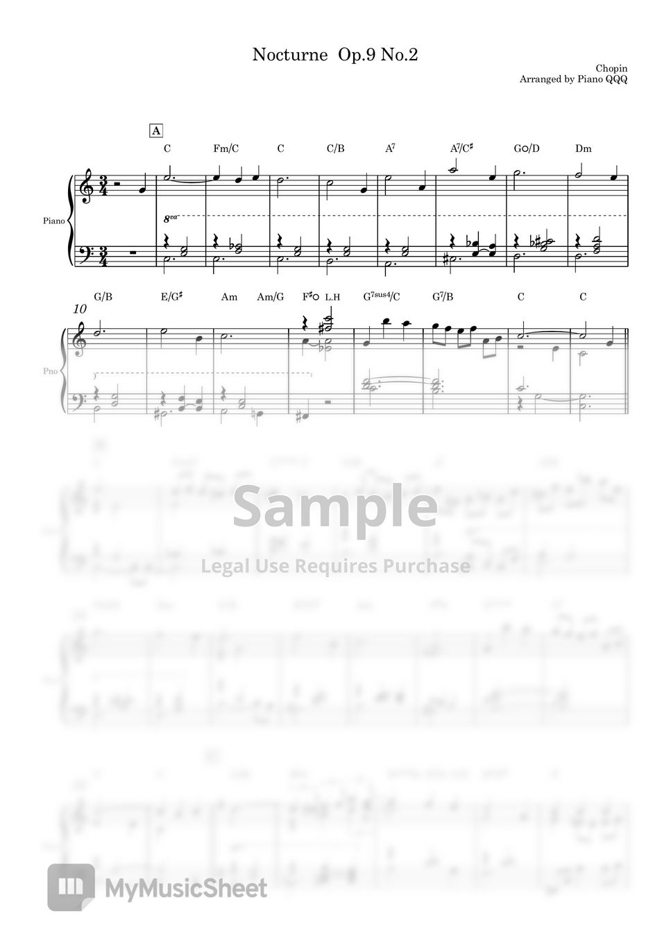 Chopin - Nocturne Op.9 No.2 (Piano Solo) Sheets by Piano QQQ