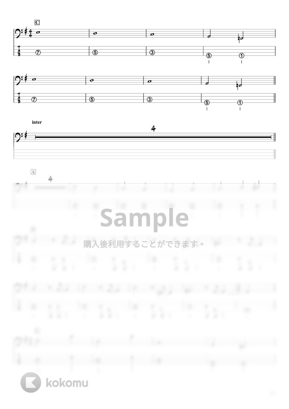 King Gnu - 三文小説 (『ベースTAB譜』☆4弦ベース対応) by swmusic