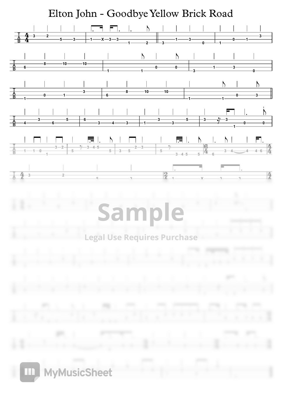 goodbye yellow brick road guitar chords