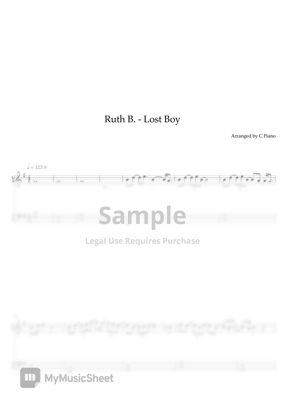 Ruth B Lost Boy Easy Version Sheets By C Piano 0325