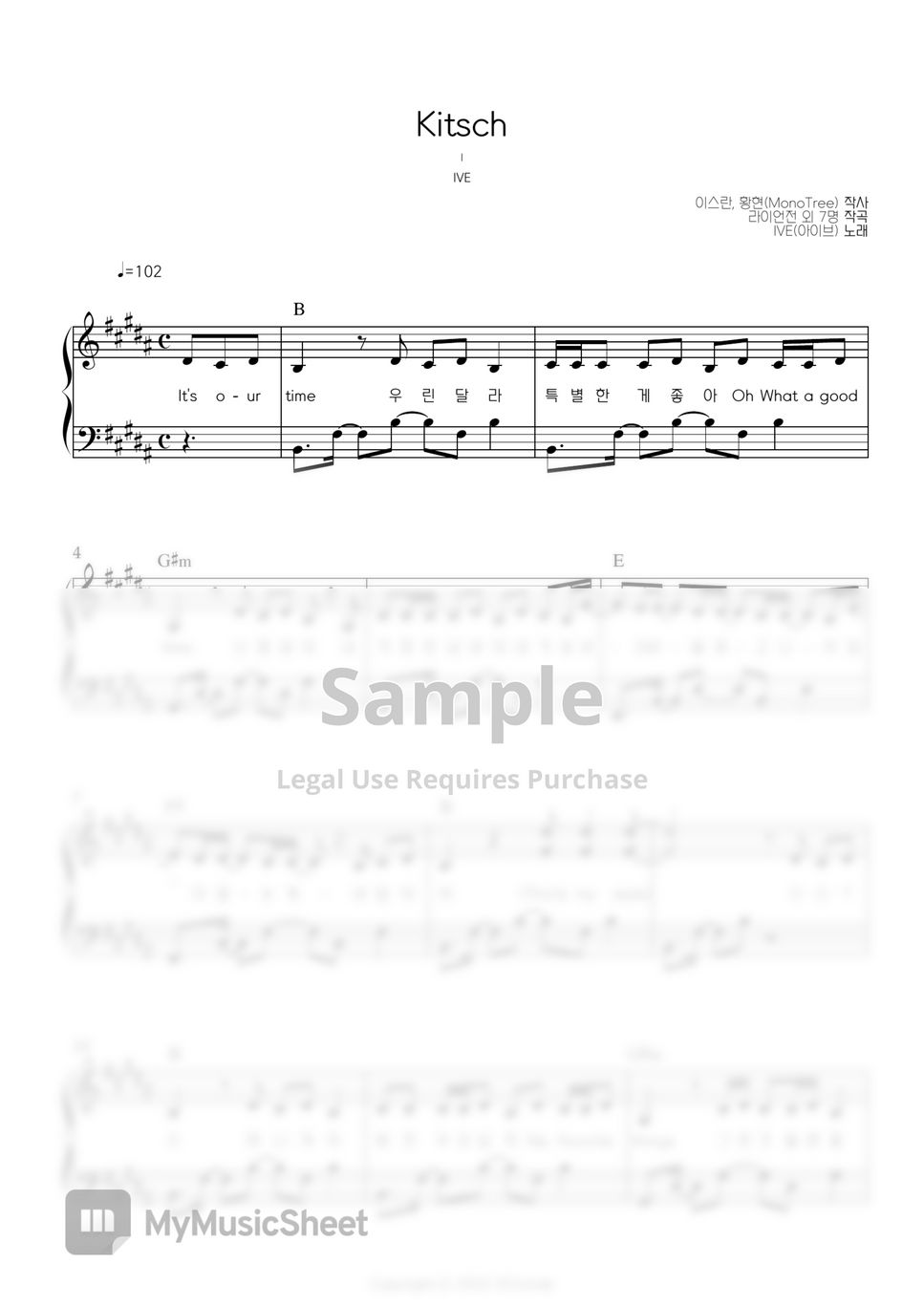 IVE(아이브) Kitsch (C Key 악보 포함) Sheets by 신디cindy