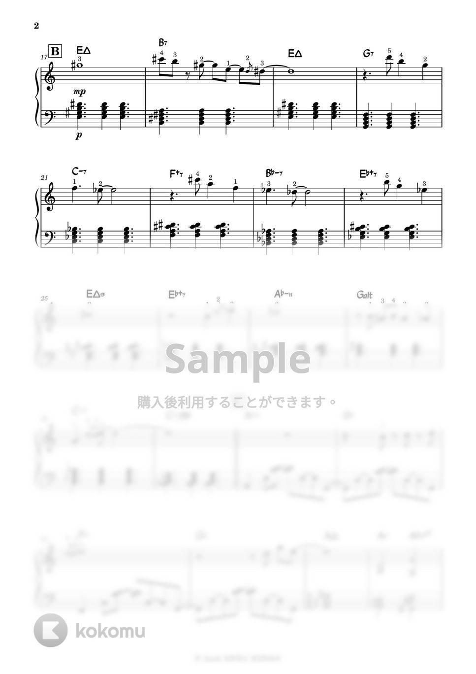 Michel Petrucciani - September second (ピアノ両手 / 上級 / 指番号