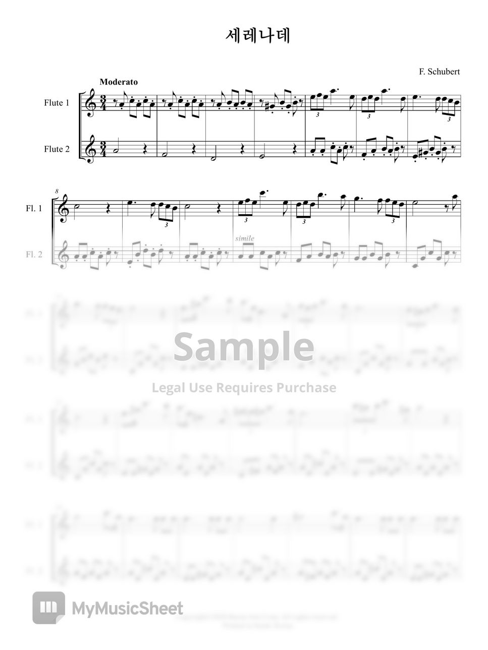 F. Schubert - 세레나데(Serenade, Flute Duet, 플룻 듀엣 (Flute Duet) by 바론아트