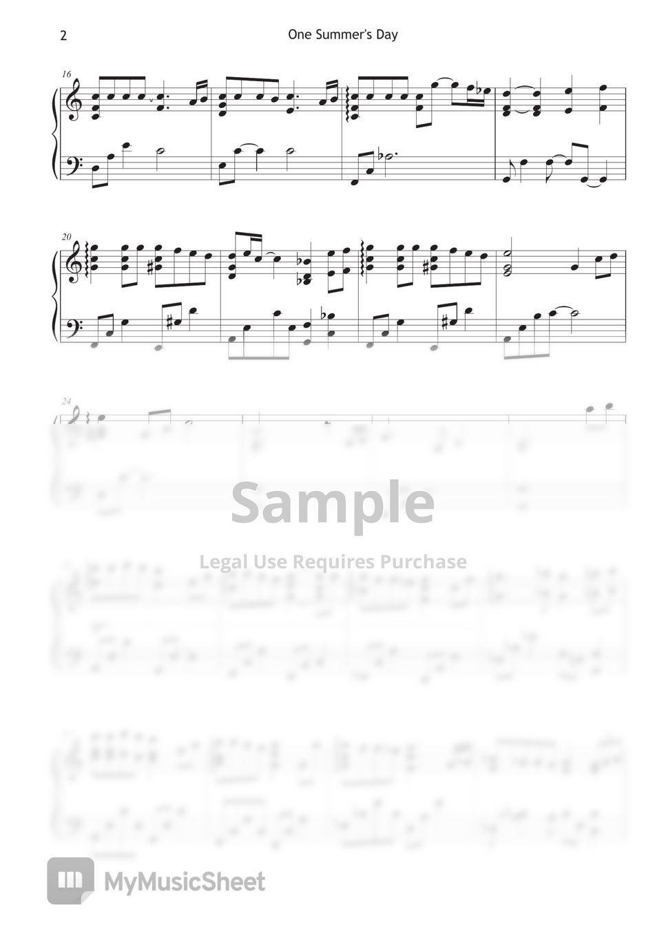 Spirited Away OST - One Summer's Day Sheets by pidalso