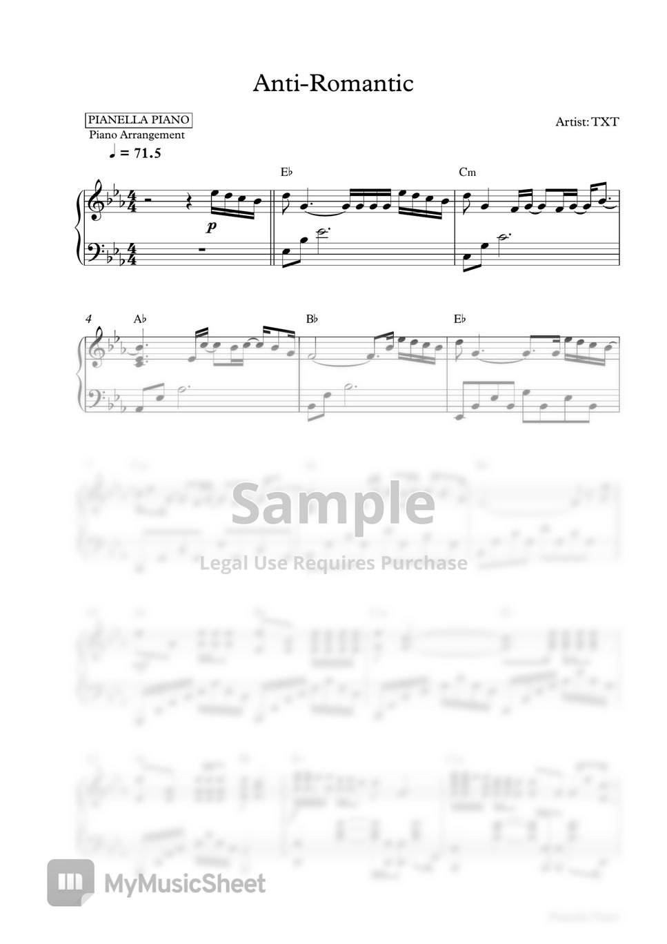 TXT - Anti-Romantic (Piano Sheet) by Pianella Piano