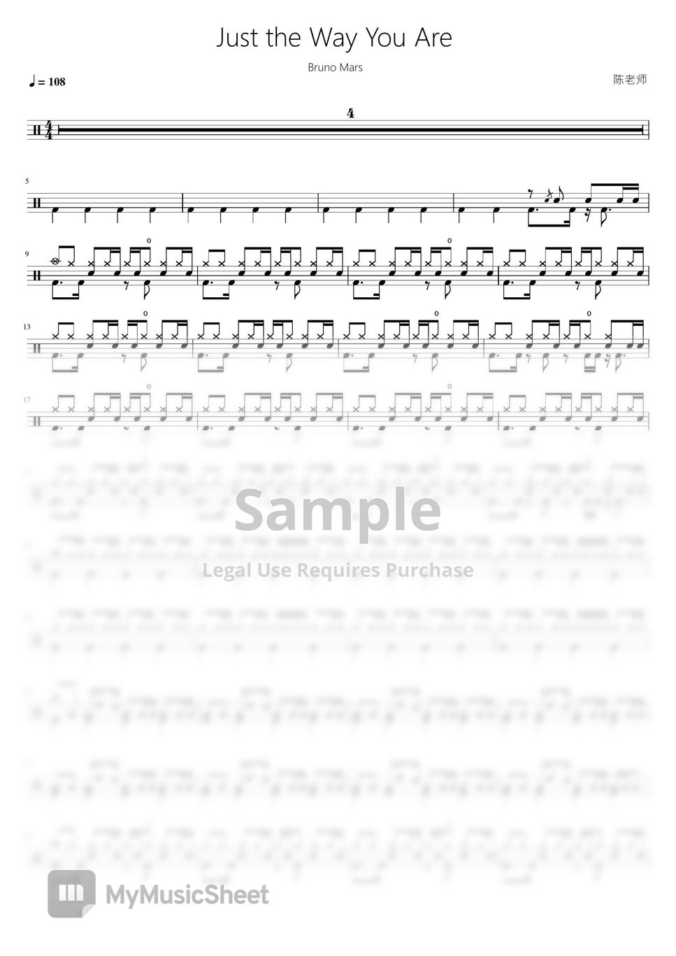 bruno-mars-just-the-way-you-are-sheets-by