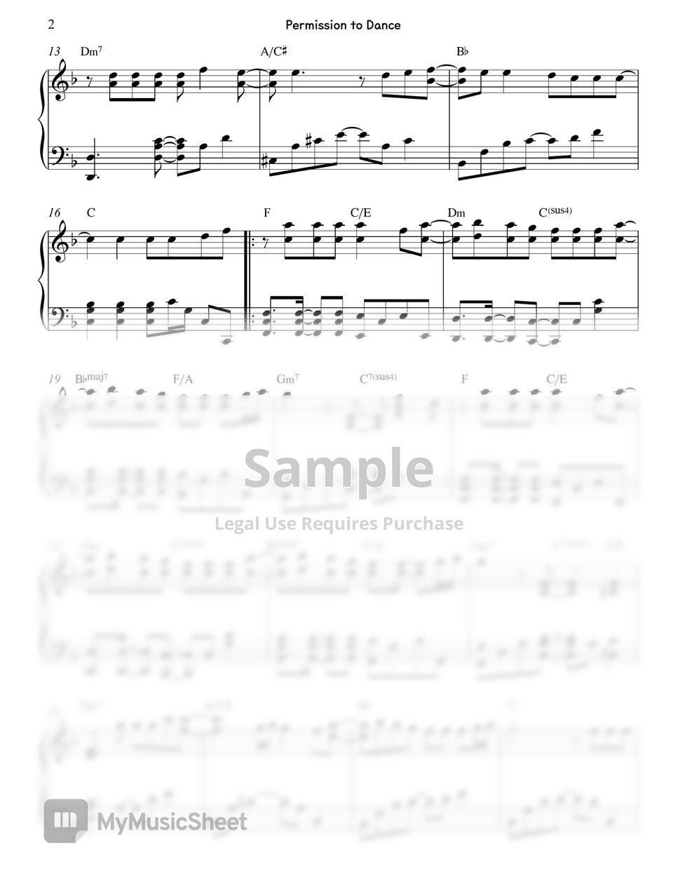  bts permission to dance transpose key by gloria l 