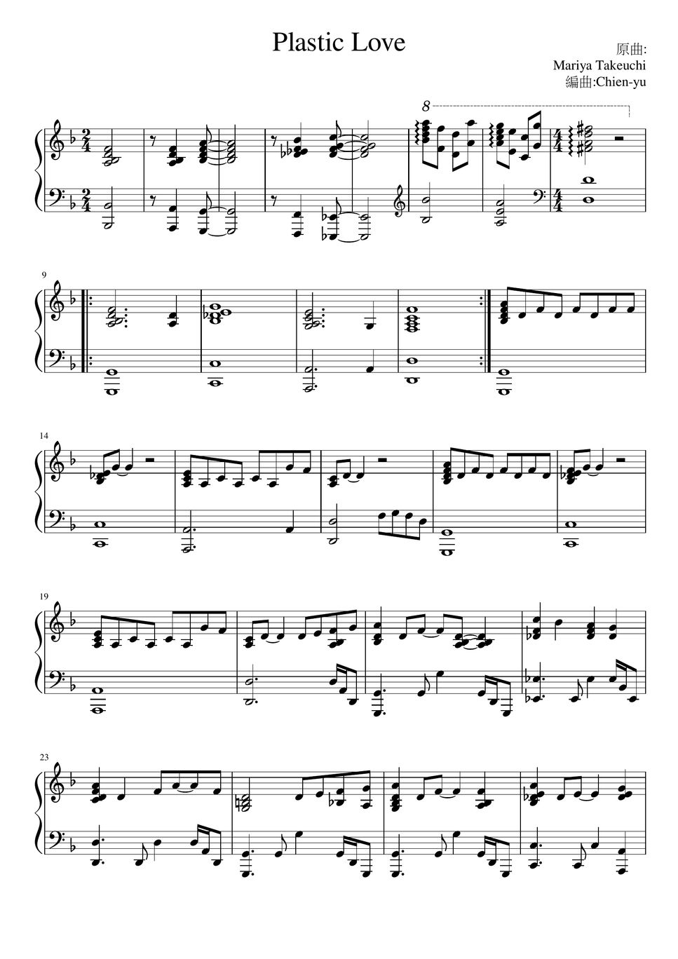 Mariya Takeuchi Plastic Love Sheets by Chienyu