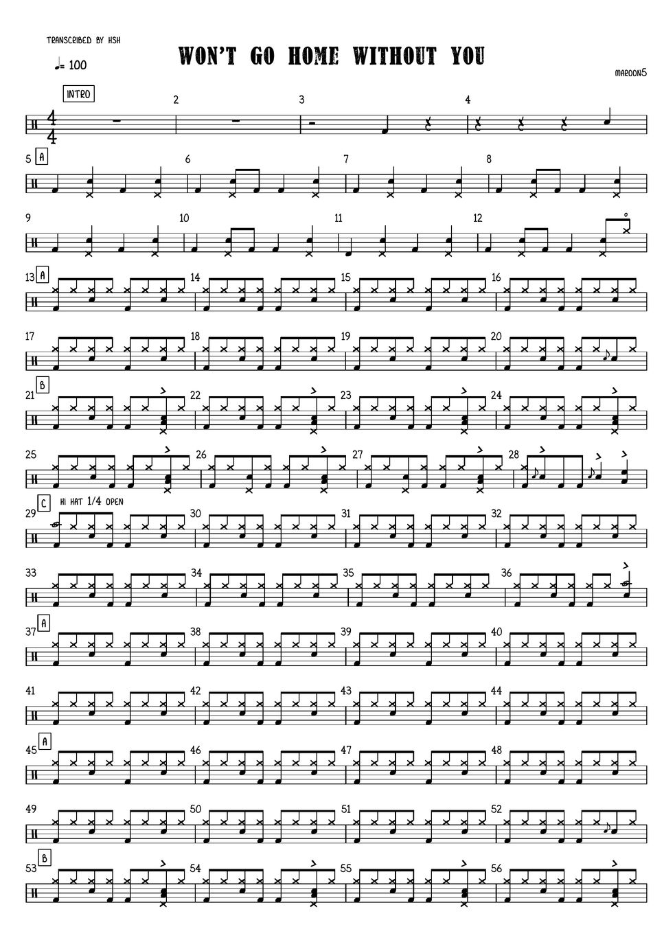 maroon5-won-t-go-home-without-you-drum-score-sheet-by-anidrum