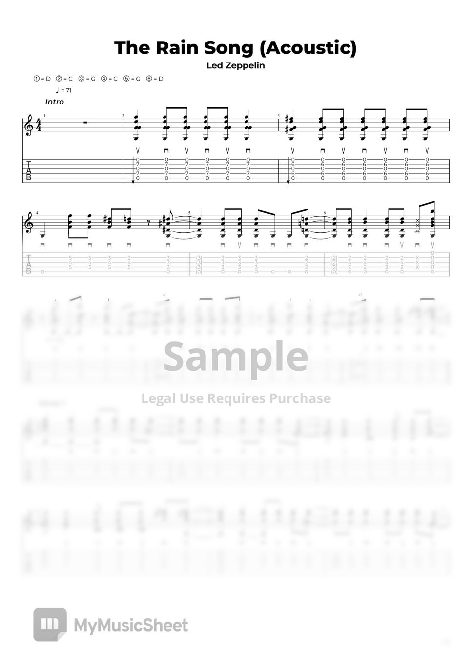 Led Zeppelin The Rain Song Sheets by Nikola Gugoski