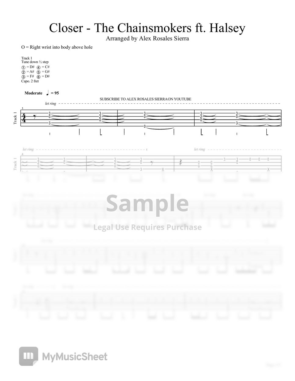 The chainsmokers Closer (Fingerstyle) Sheets by Alex Rosales Sierra