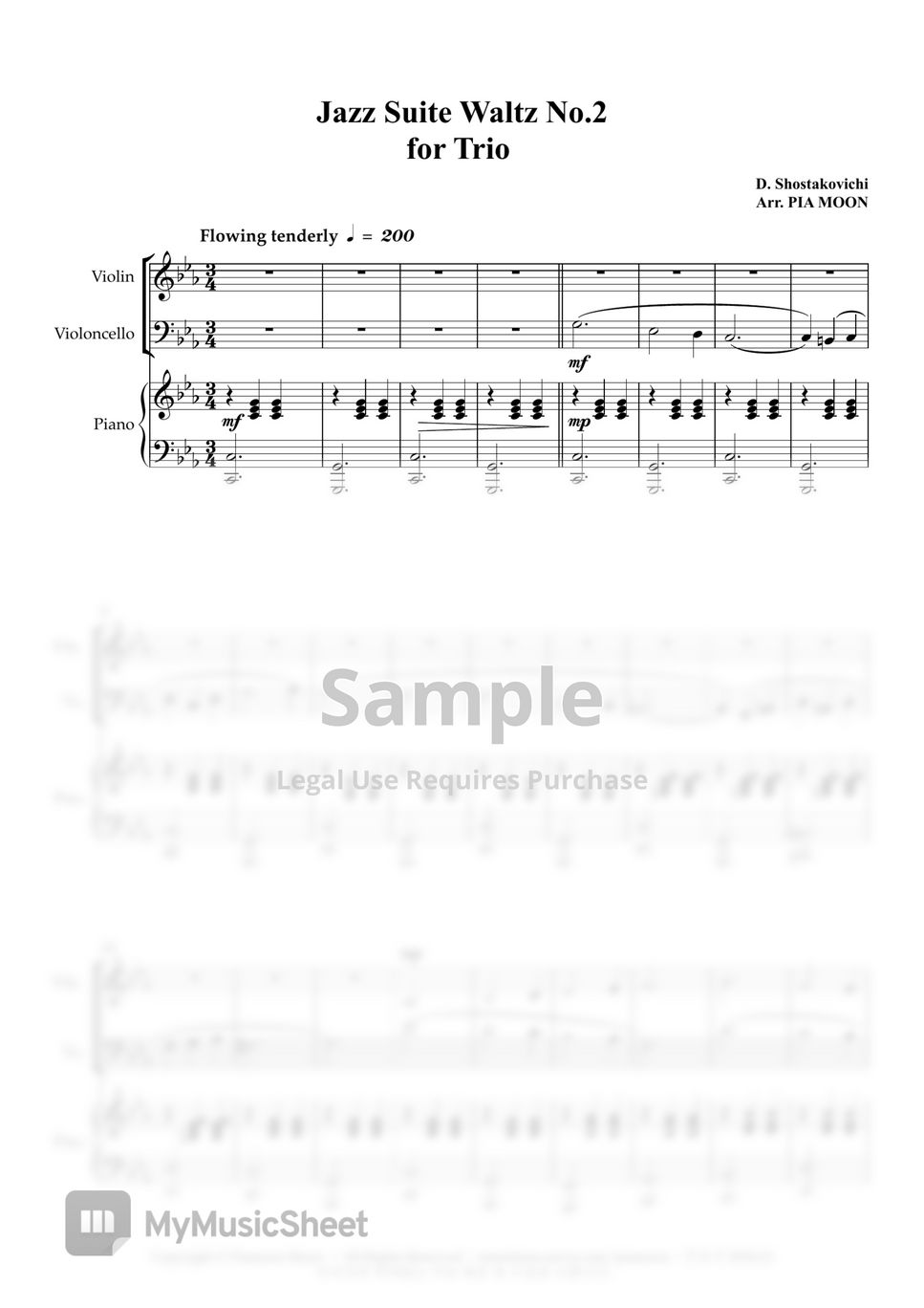 Shostakovich - Jazz Waltz No.2 (PIano Trio) by PIA MOON
