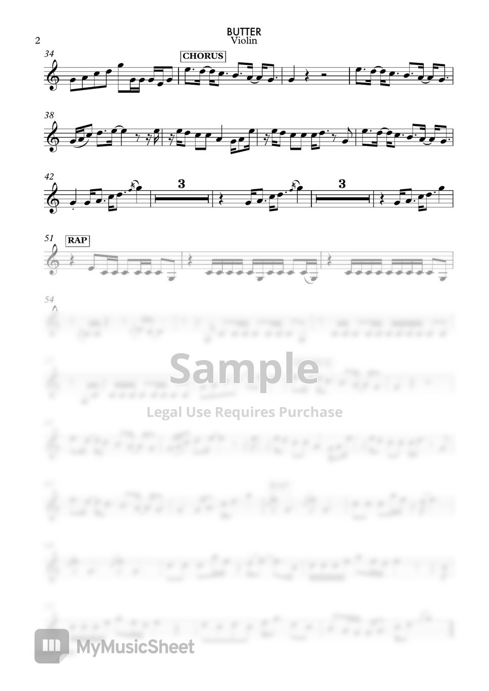 BTS Butter (Easy Violin) Sheets by musik fadli