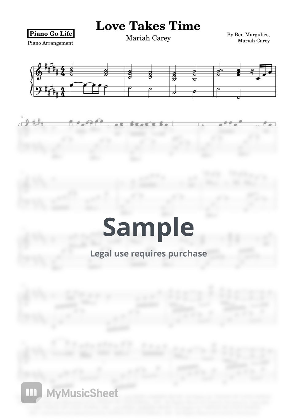 Mariah Carey Love Takes Time Sheets by Piano Go Life