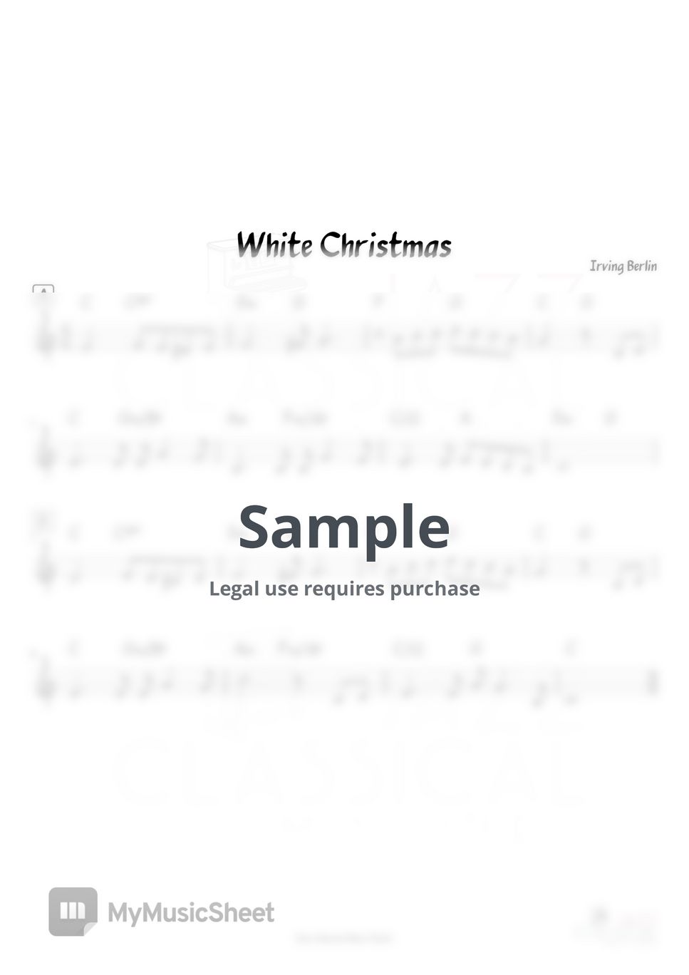 Irving Berlin White Christmas Sheets by Jazz Classical Music Studio