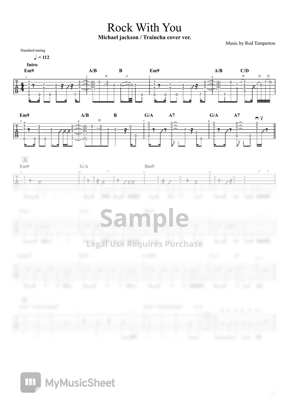 Michael Joseph Jackson - Rock With You (A.guitar (Traincha cover ver.) tab) by Yoppi