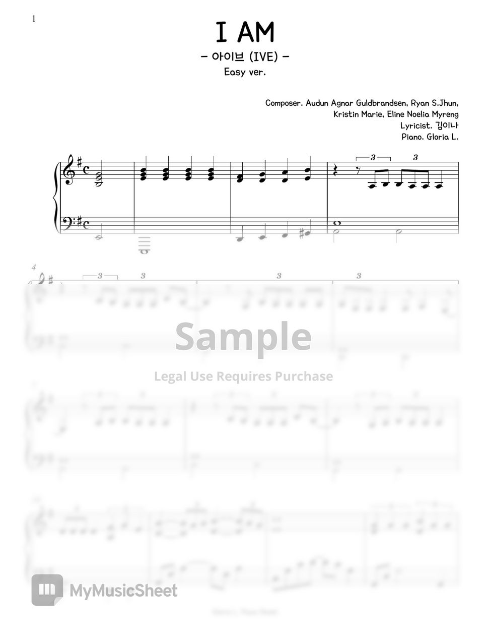 Ive i am easy ver sheets by gloria l 
