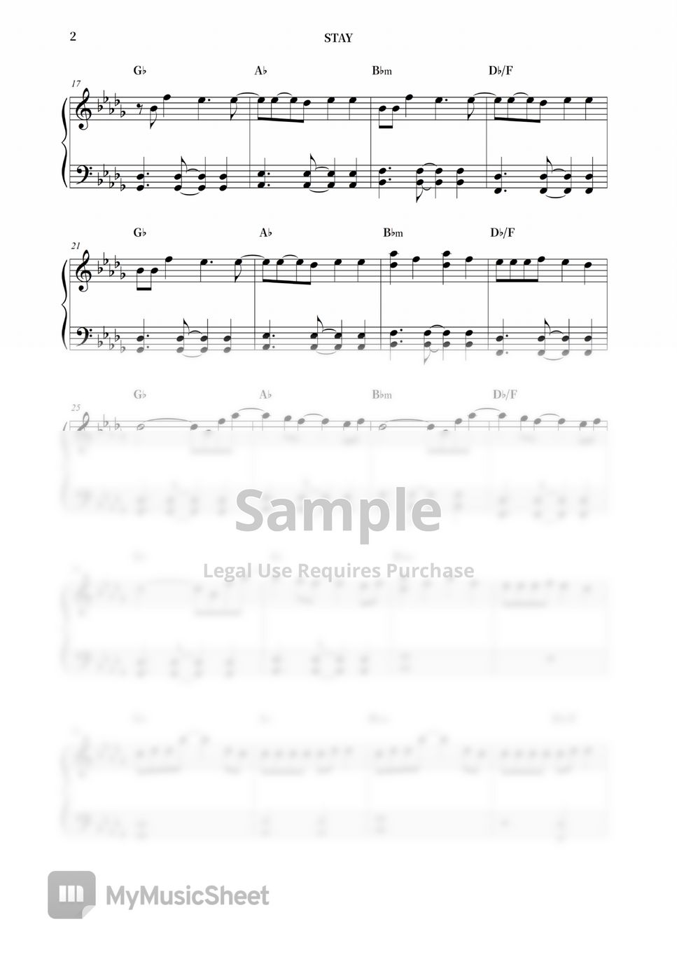 Justin Bieber, The Kid LAROI STAY Partitura by HISHINE