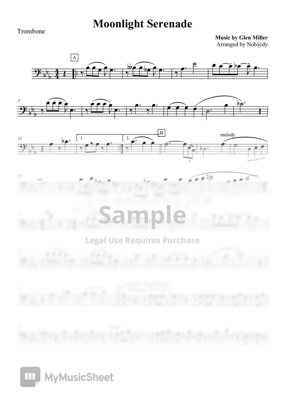 Glenn miller moonlight serenade brass quintet sheets by nob dy