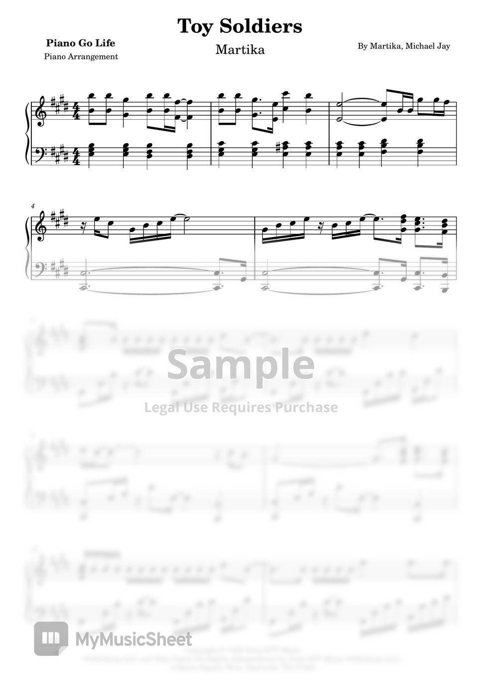 Martika Toy Soldiers Spartito by Piano Go Life