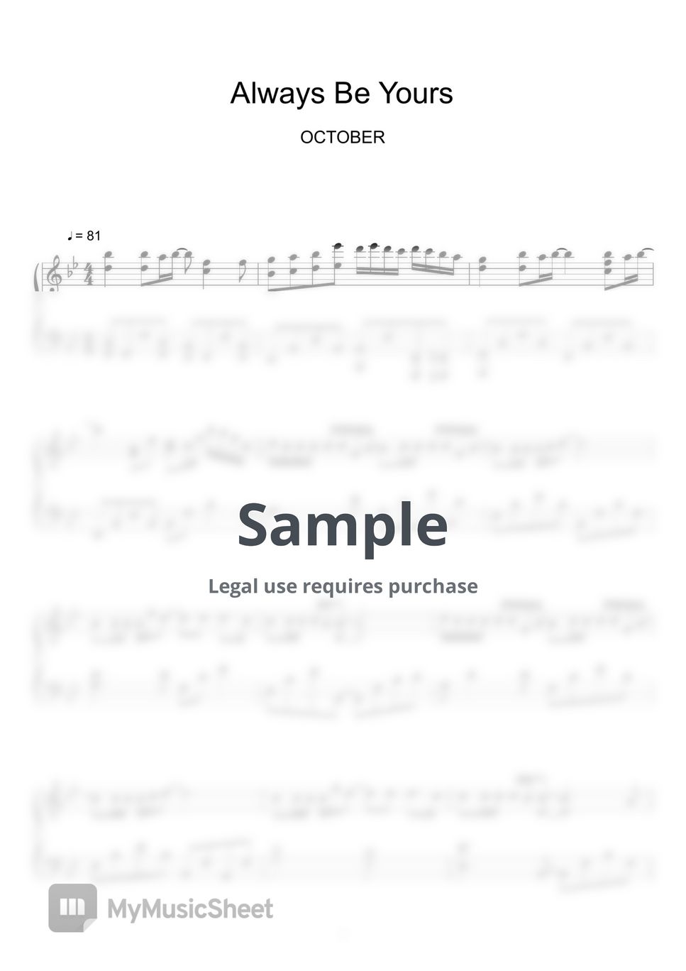 악토버 (OCTOBER) - Always Be Yours (Sheet Music, MIDI,) 樂譜 by sayu