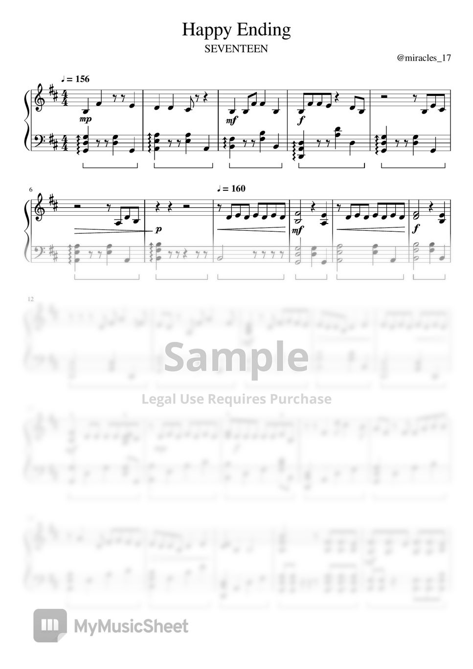 SEVENTEEN - Happy Ending ピアノ楽譜PDF | @miracles_17 | mymusic5