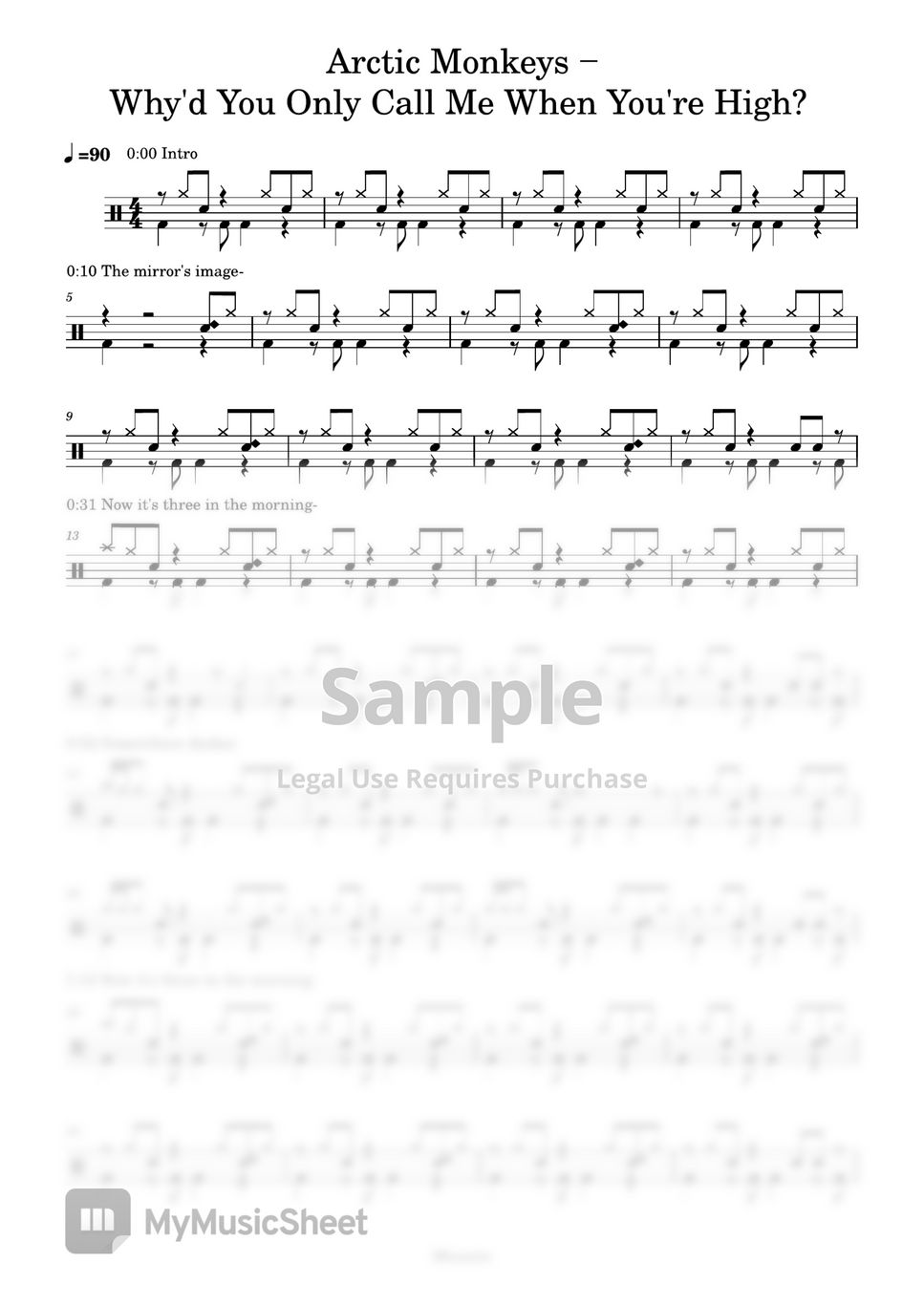 Why'd You Only Call Me When You're High? – Arctic Monkeys Sheet music for  Drum group (Solo)