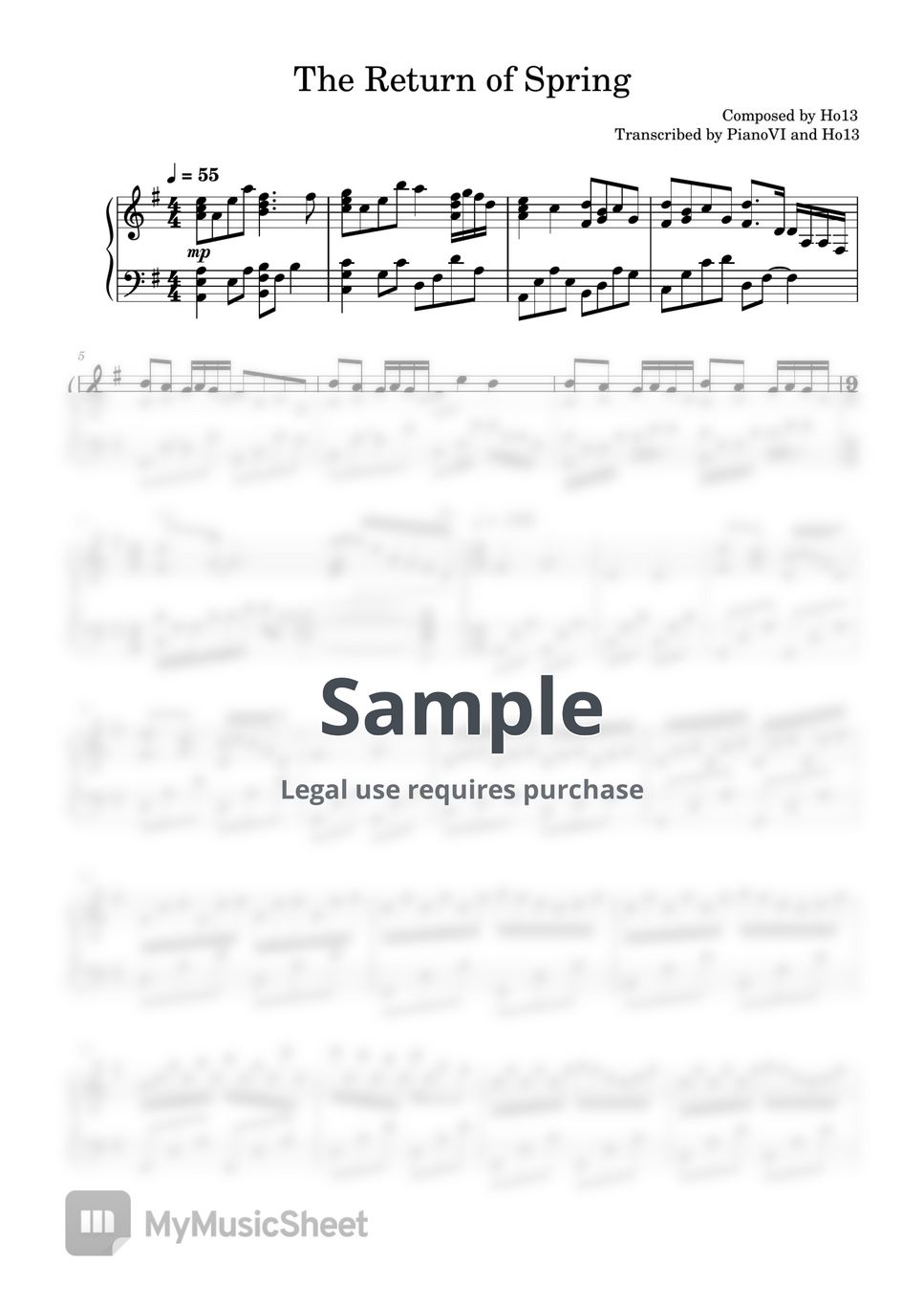 Ho13 The Return of Spring 악보