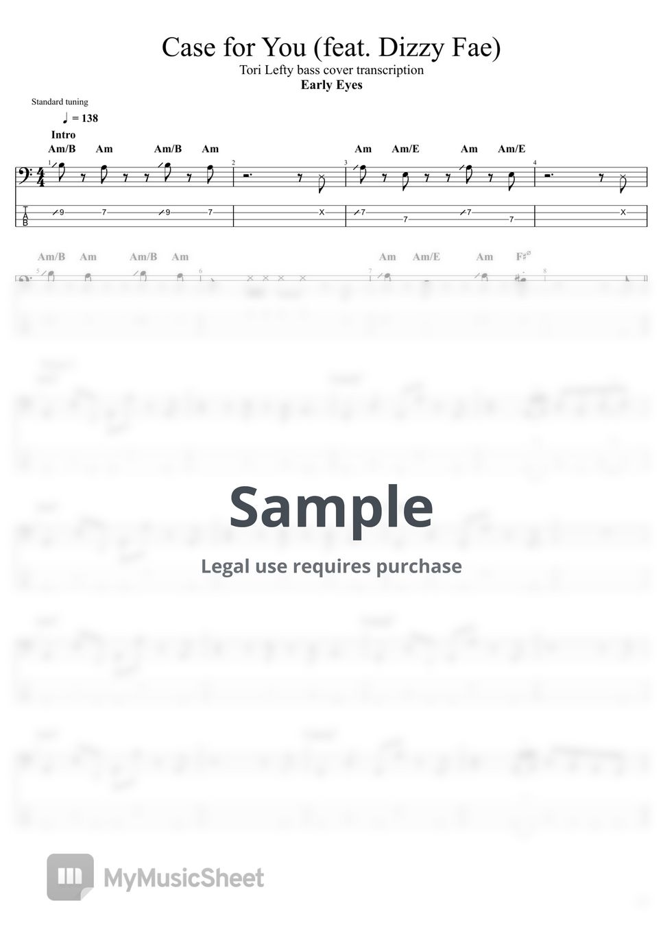 Early Eyes Case for You (Feat. Dizzy Fae) Tab + 1staff by Tori Lefty