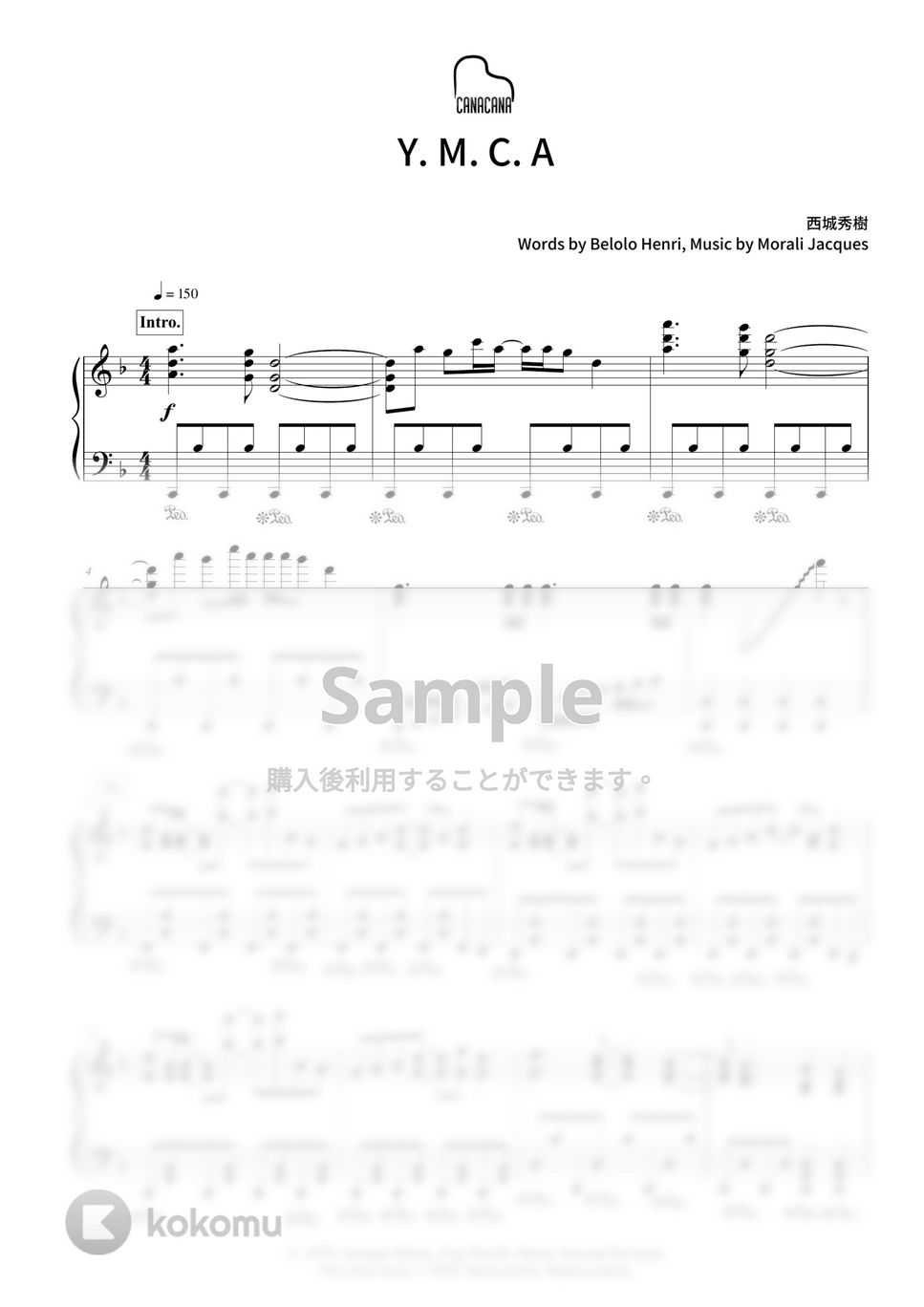 西城秀樹 - Y.M.C.A YOUNG MAN 楽譜 by CANACANA family 西城秀樹 - Y.M.C.A YOUNG MAN 楽譜 by CANACANA family